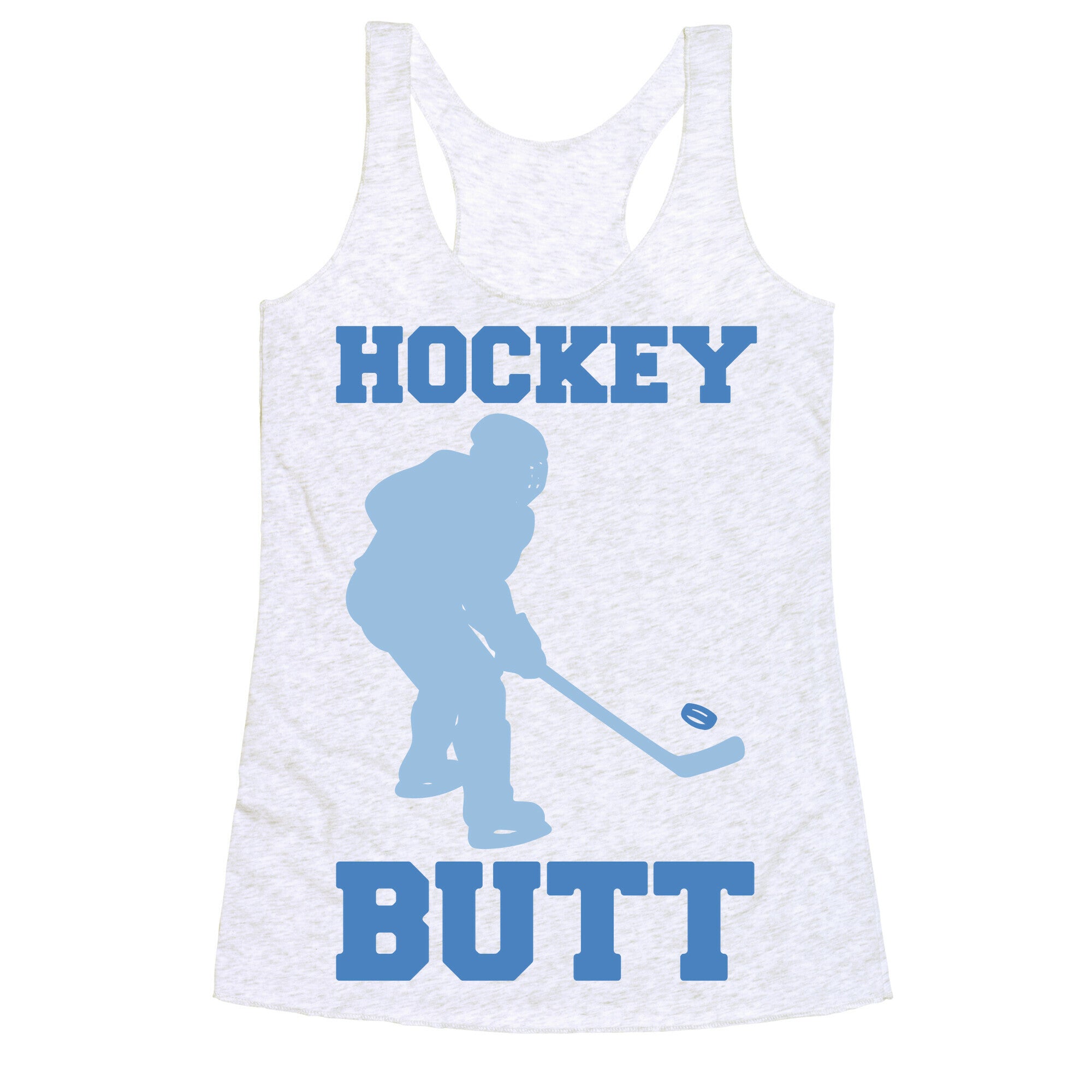Hockey Butt White Print Racerback Tank