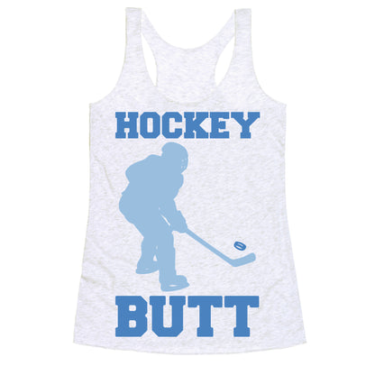 Hockey Butt White Print Racerback Tank