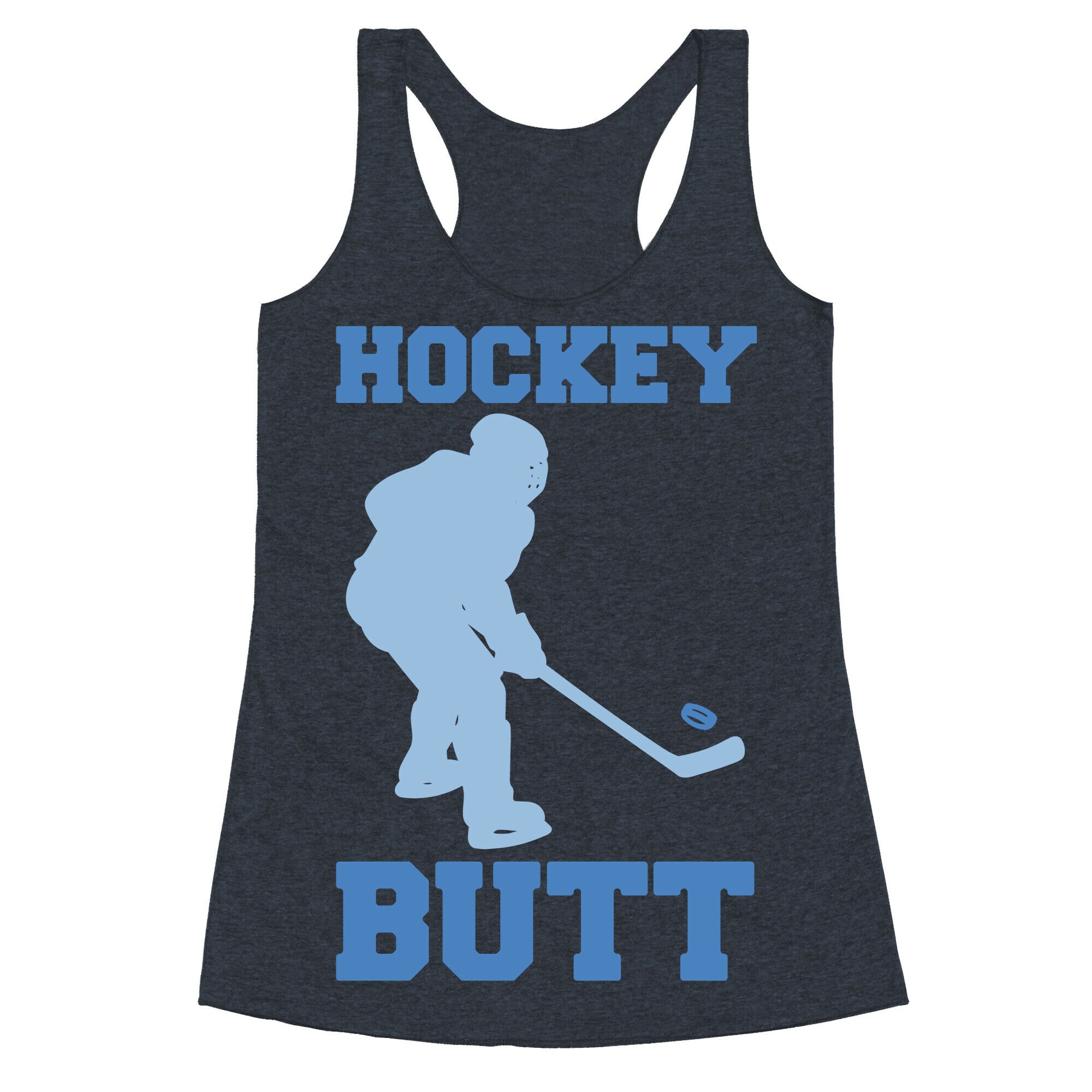 Hockey Butt White Print Racerback Tank