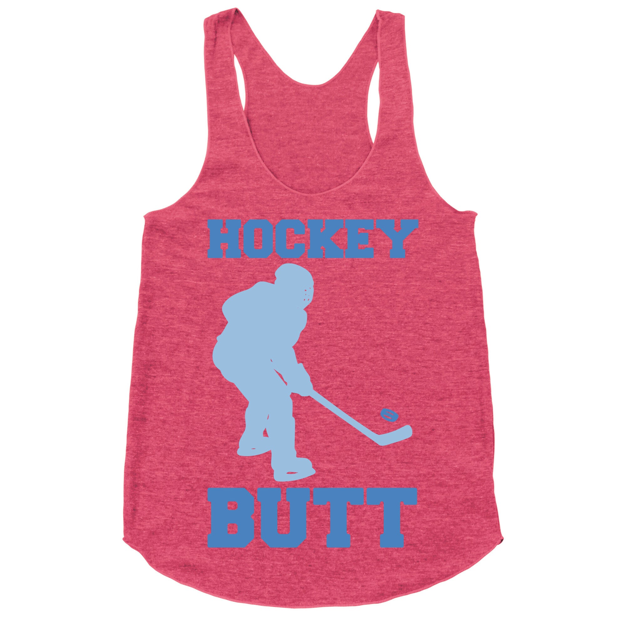 Hockey Butt White Print Racerback Tank