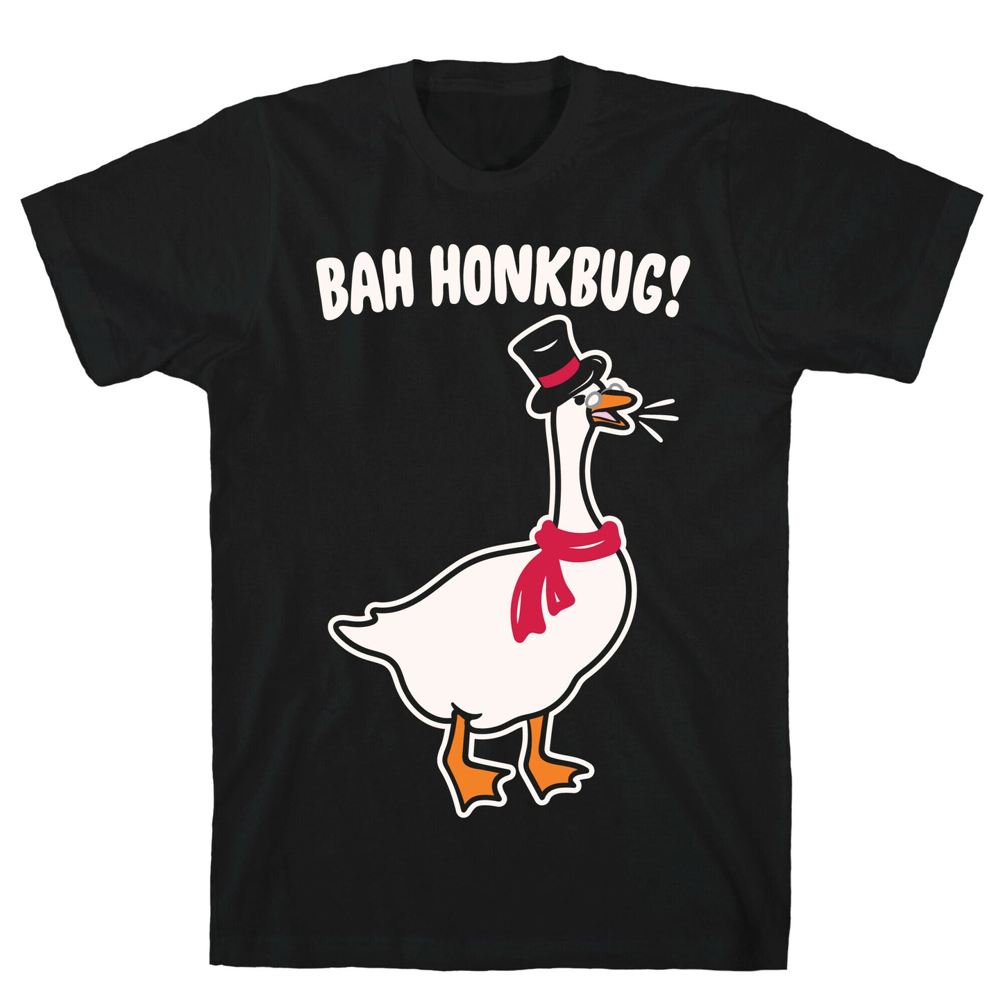 Bah Honkbug Goose Scrooge Parody White Print T-Shirt