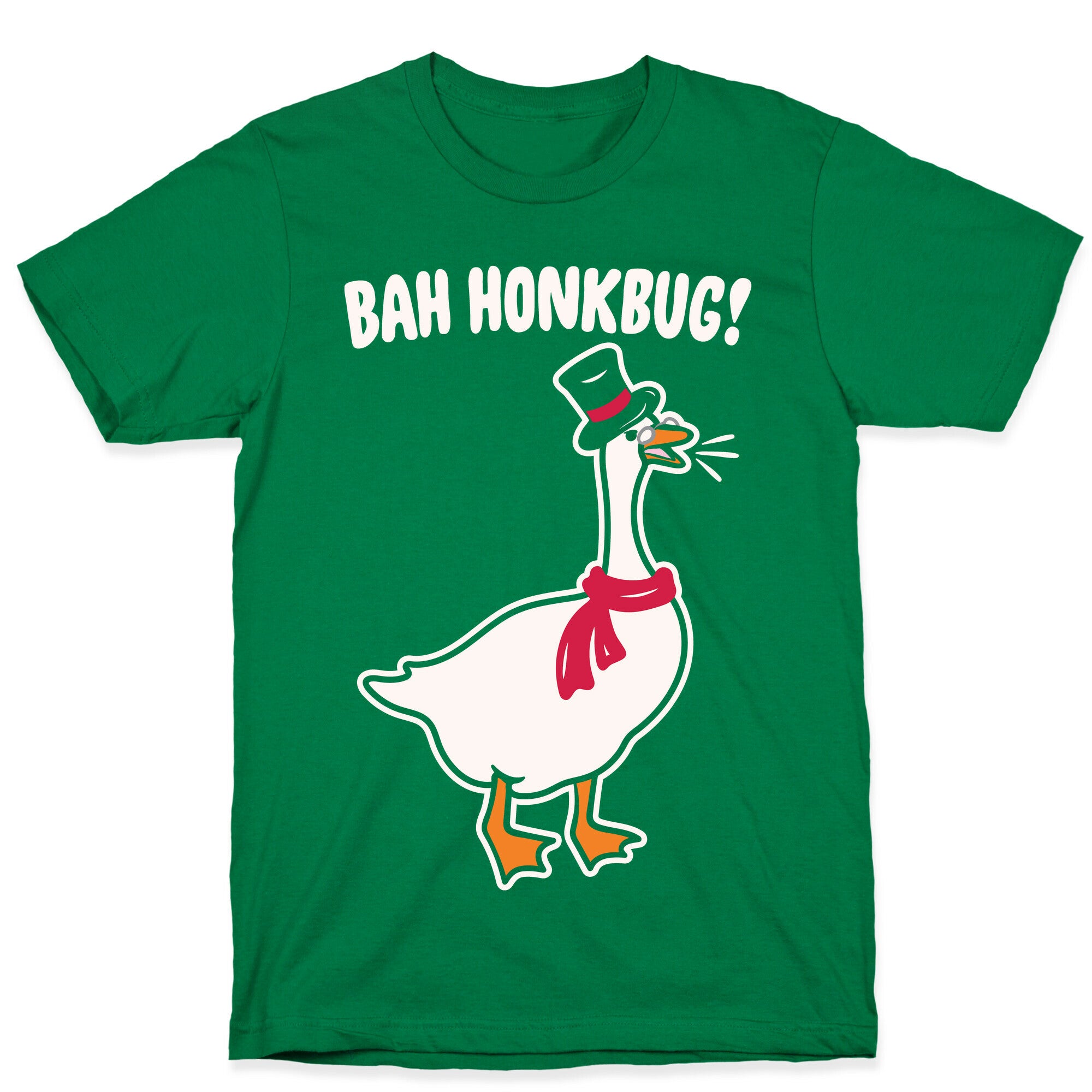Bah Honkbug Goose Scrooge Parody White Print T-Shirt