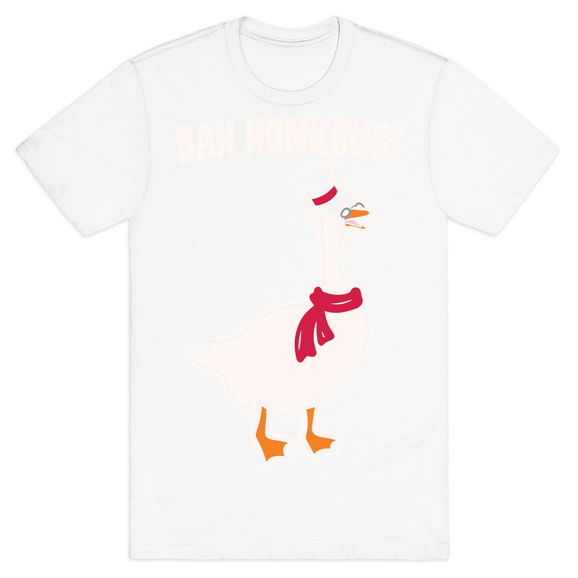 Bah Honkbug Goose Scrooge Parody White Print T-Shirt