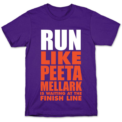 Run Like Peeta Mellark Is Waiting At The Finish Line (White Ink) T-Shirt