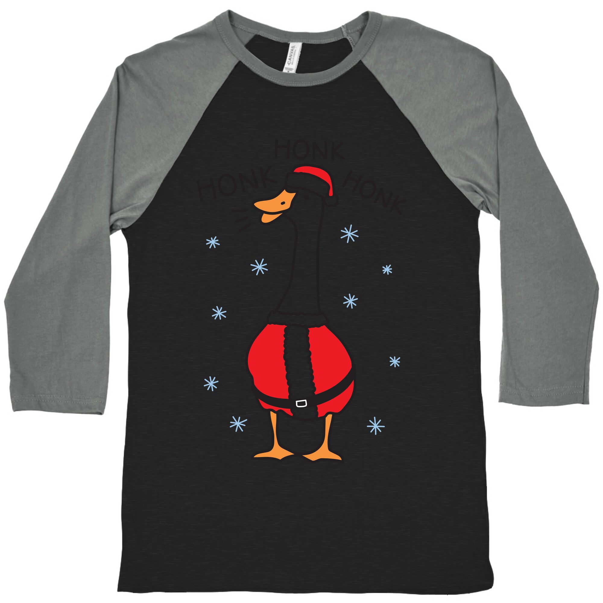 Honk Honk Honk Santa Goose Baseball Tee