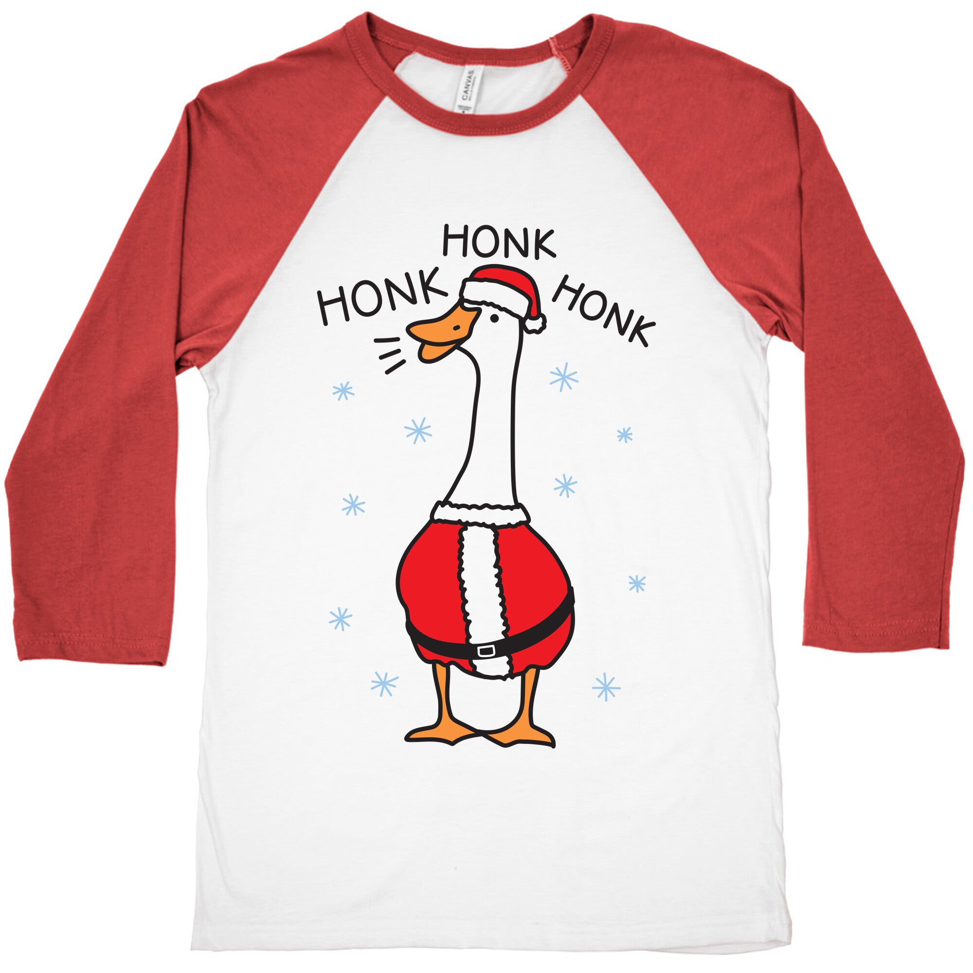 Honk Honk Honk Santa Goose Baseball Tee