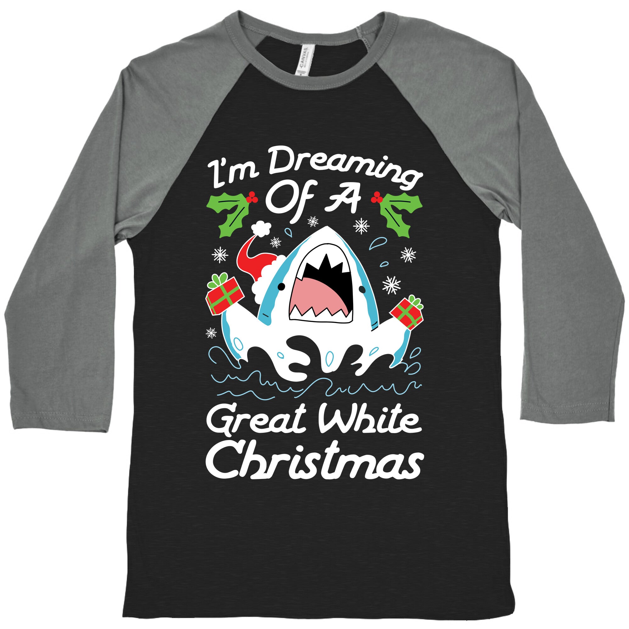 I'm Dreaming Of A Great White Christmas Baseball Tee