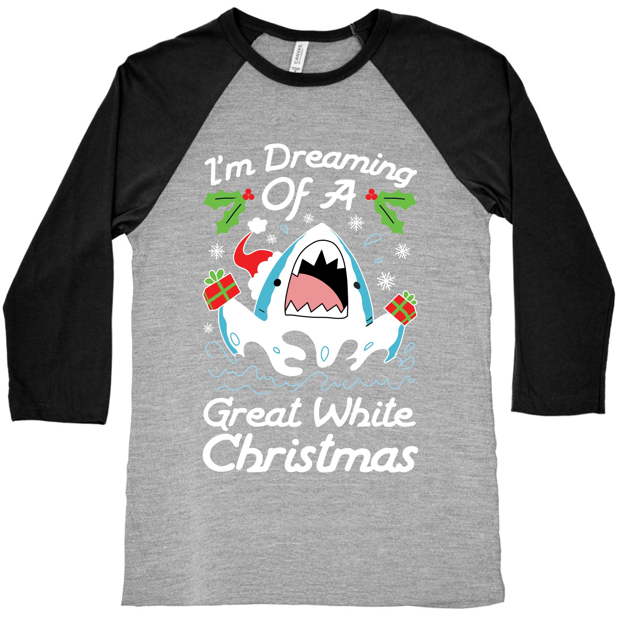 I'm Dreaming Of A Great White Christmas Baseball Tee