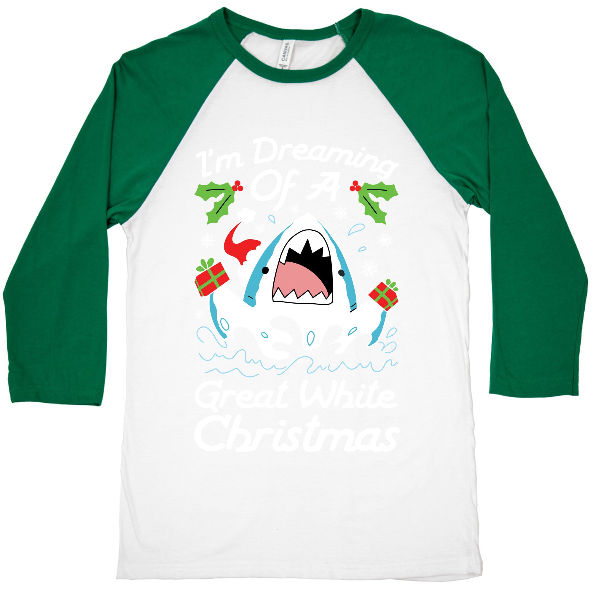 I'm Dreaming Of A Great White Christmas Baseball Tee