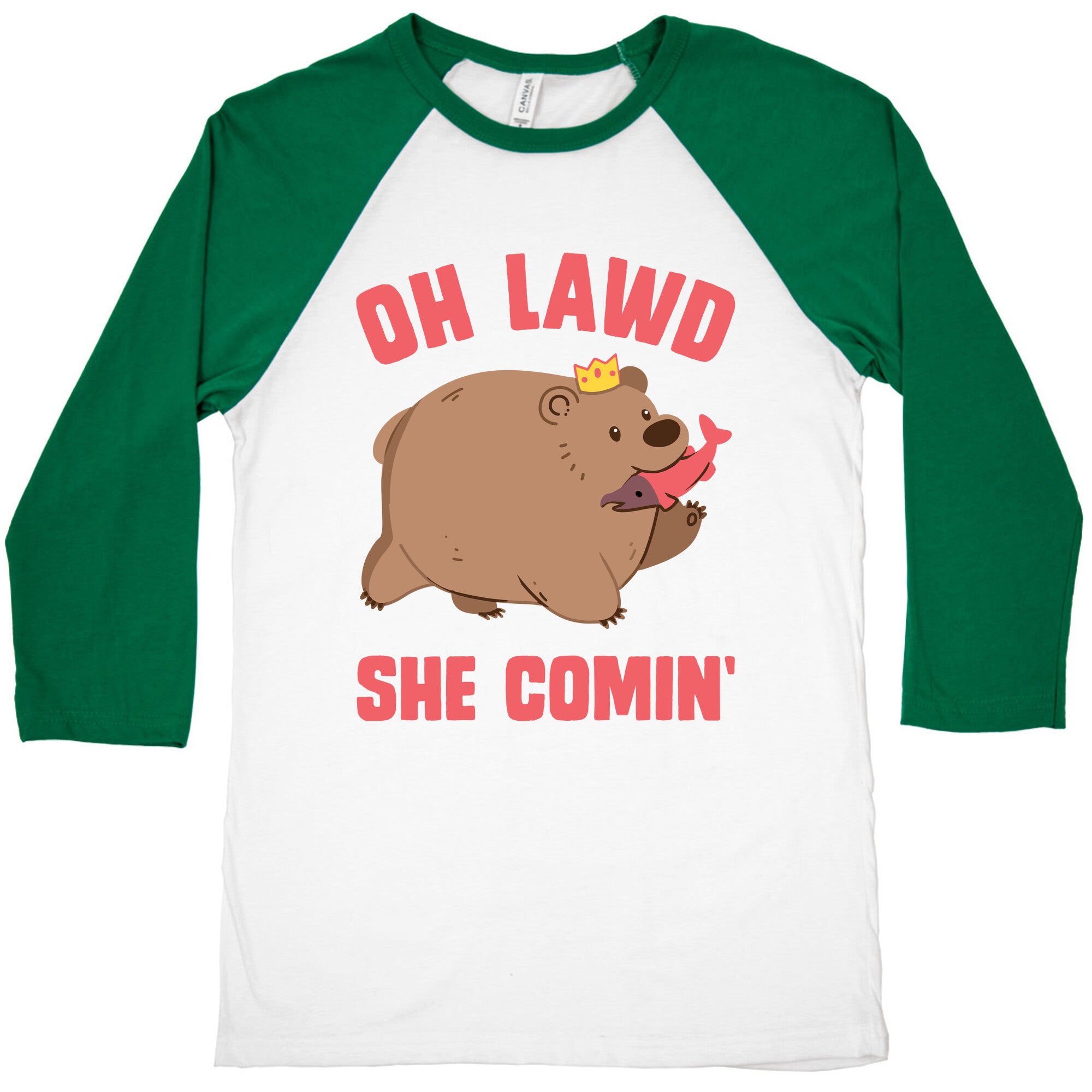 OH LAWD SHE COMIN' Bear Baseball Tee