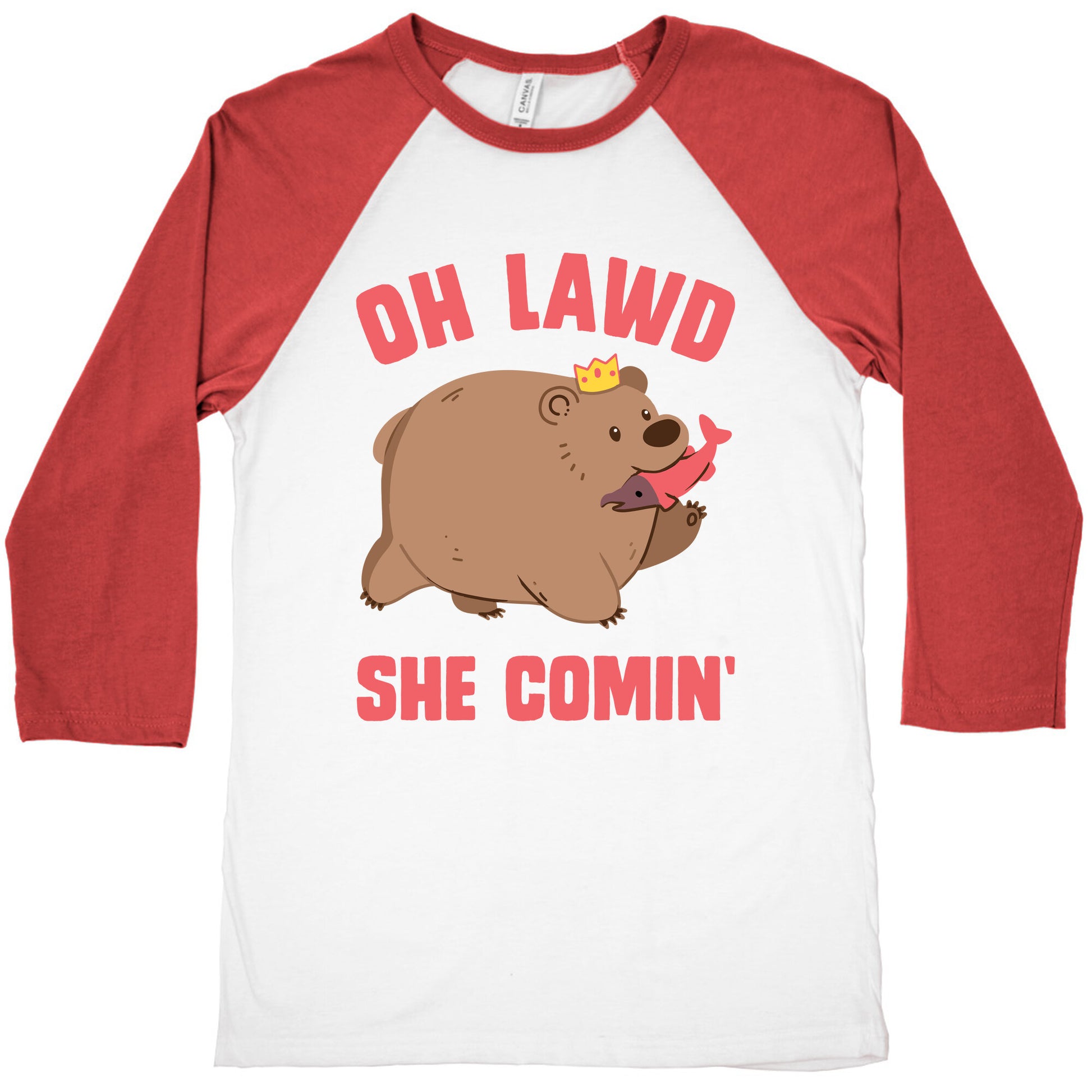 OH LAWD SHE COMIN' Bear Baseball Tee