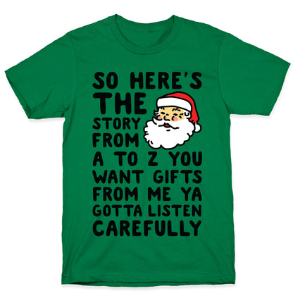 So Here's The Story From A to Z Santa T-Shirt