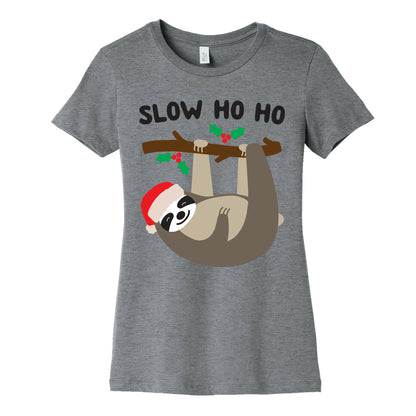 Slow Ho Ho Santa Sloth Women's Cotton Tee
