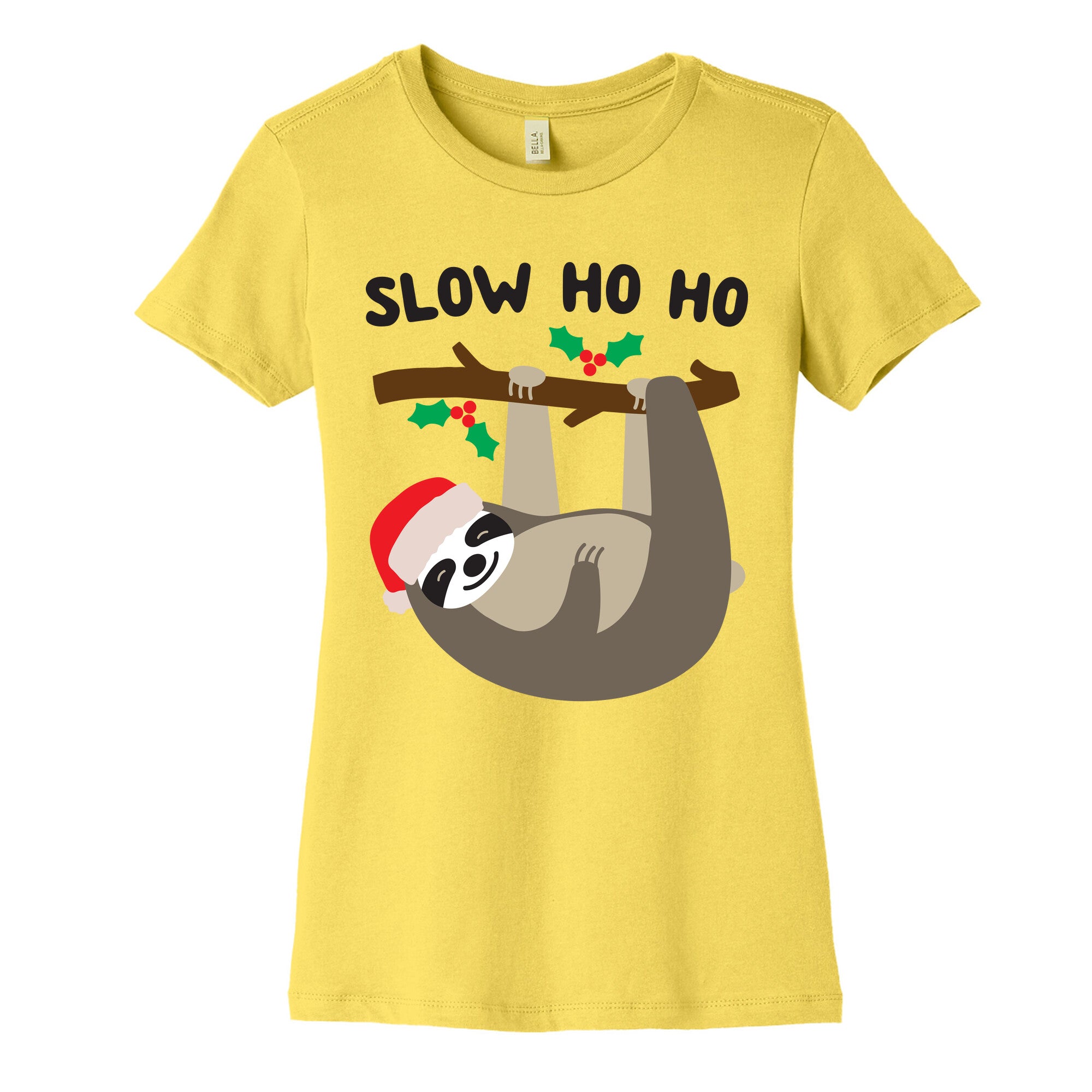 Slow Ho Ho Santa Sloth Women's Cotton Tee