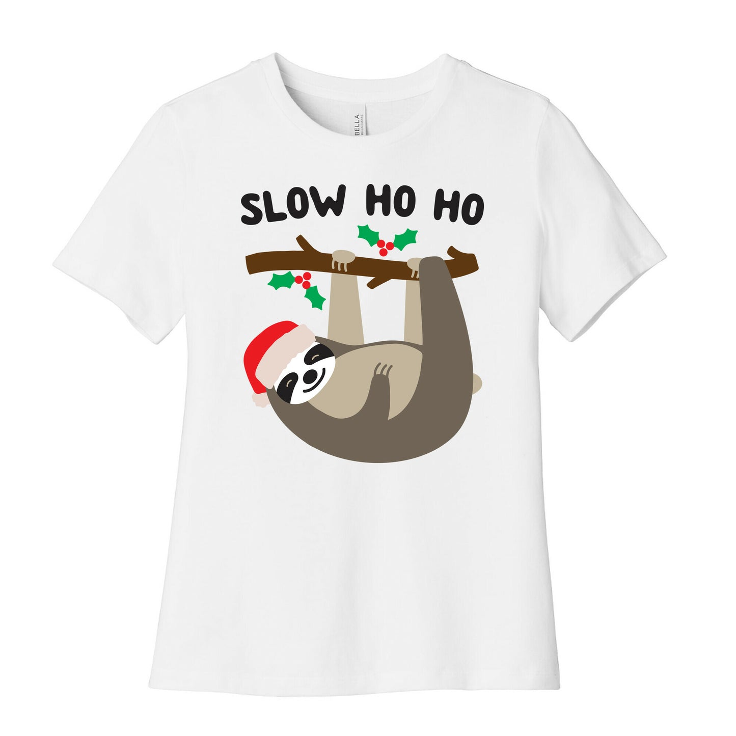 Slow Ho Ho Santa Sloth Women's Cotton Tee