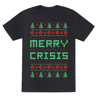 Merry Crisis Ugly Christmas Sweater Unisex Triblend Tee