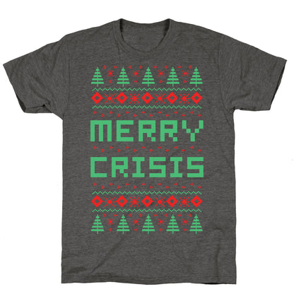 Merry Crisis Ugly Christmas Sweater Unisex Triblend Tee