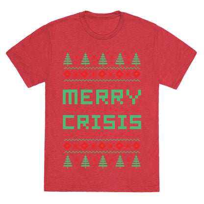 Merry Crisis Ugly Christmas Sweater Unisex Triblend Tee
