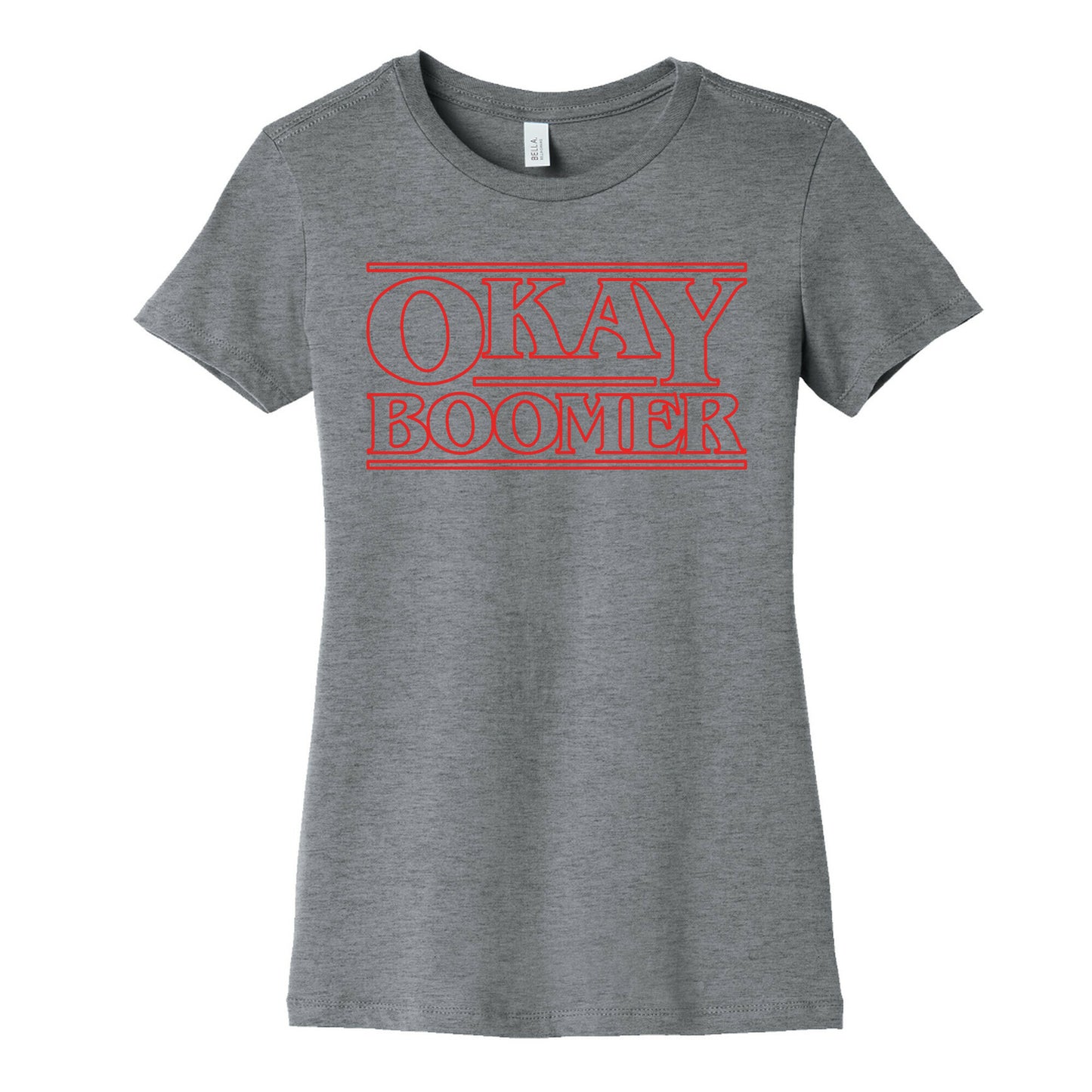 Okay Boomer Stranger Font Parody White Print Women's Cotton Tee