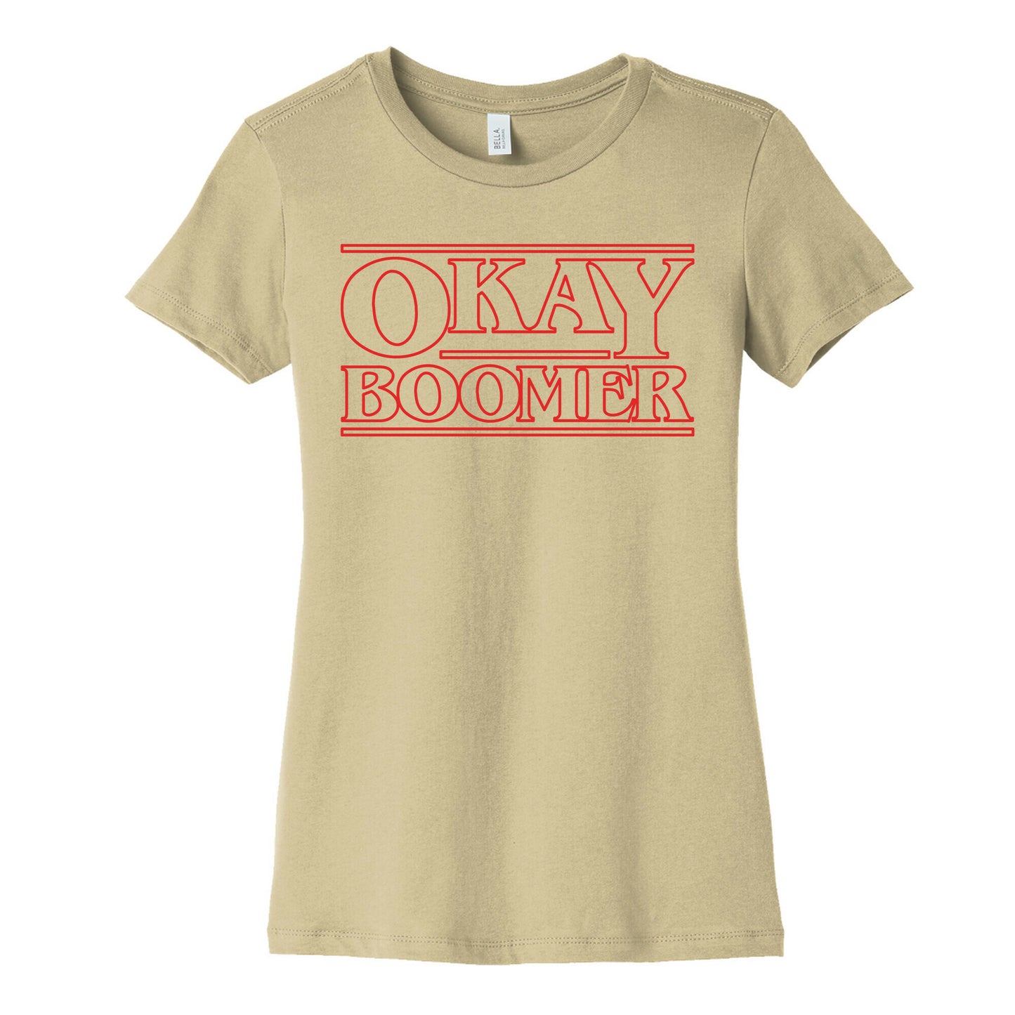 Okay Boomer Stranger Font Parody White Print Women's Cotton Tee