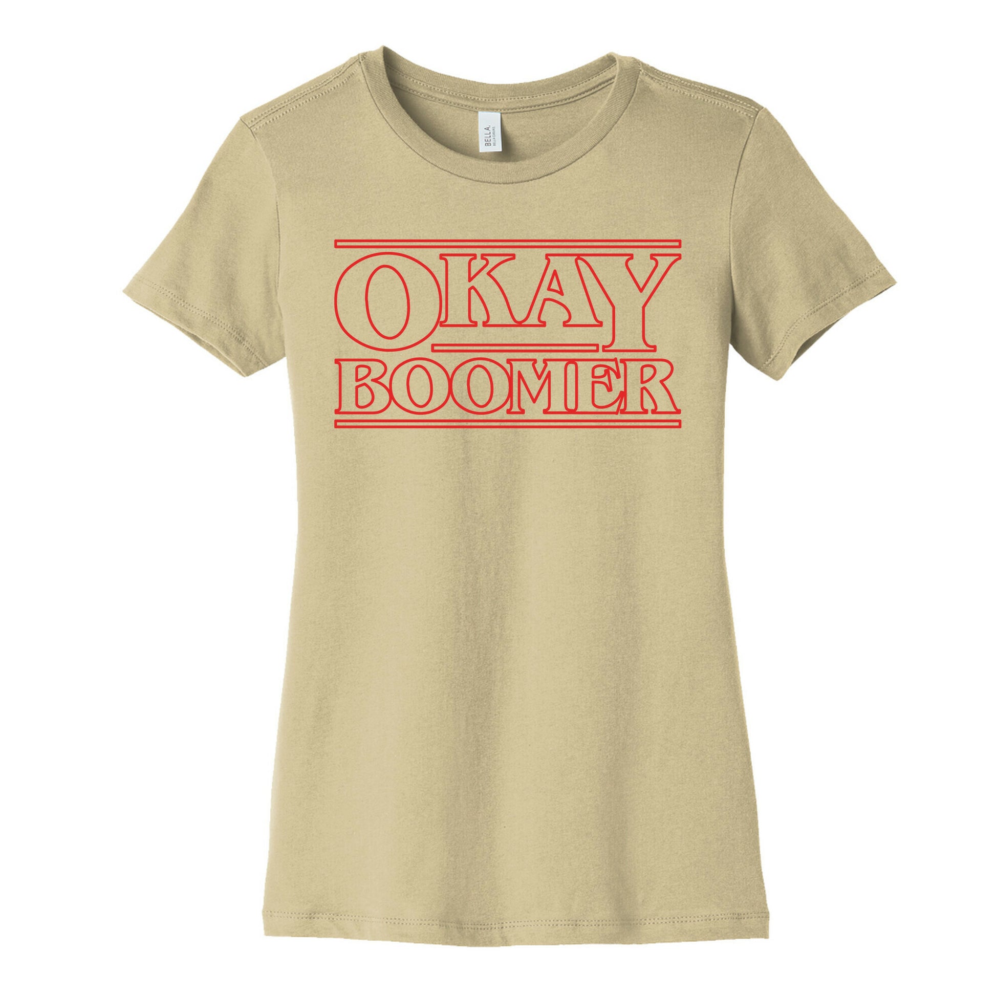 Okay Boomer Stranger Font Parody White Print Women's Cotton Tee