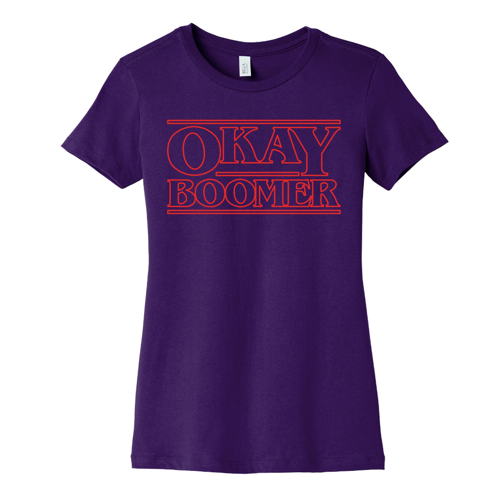 Okay Boomer Stranger Font Parody White Print Women's Cotton Tee