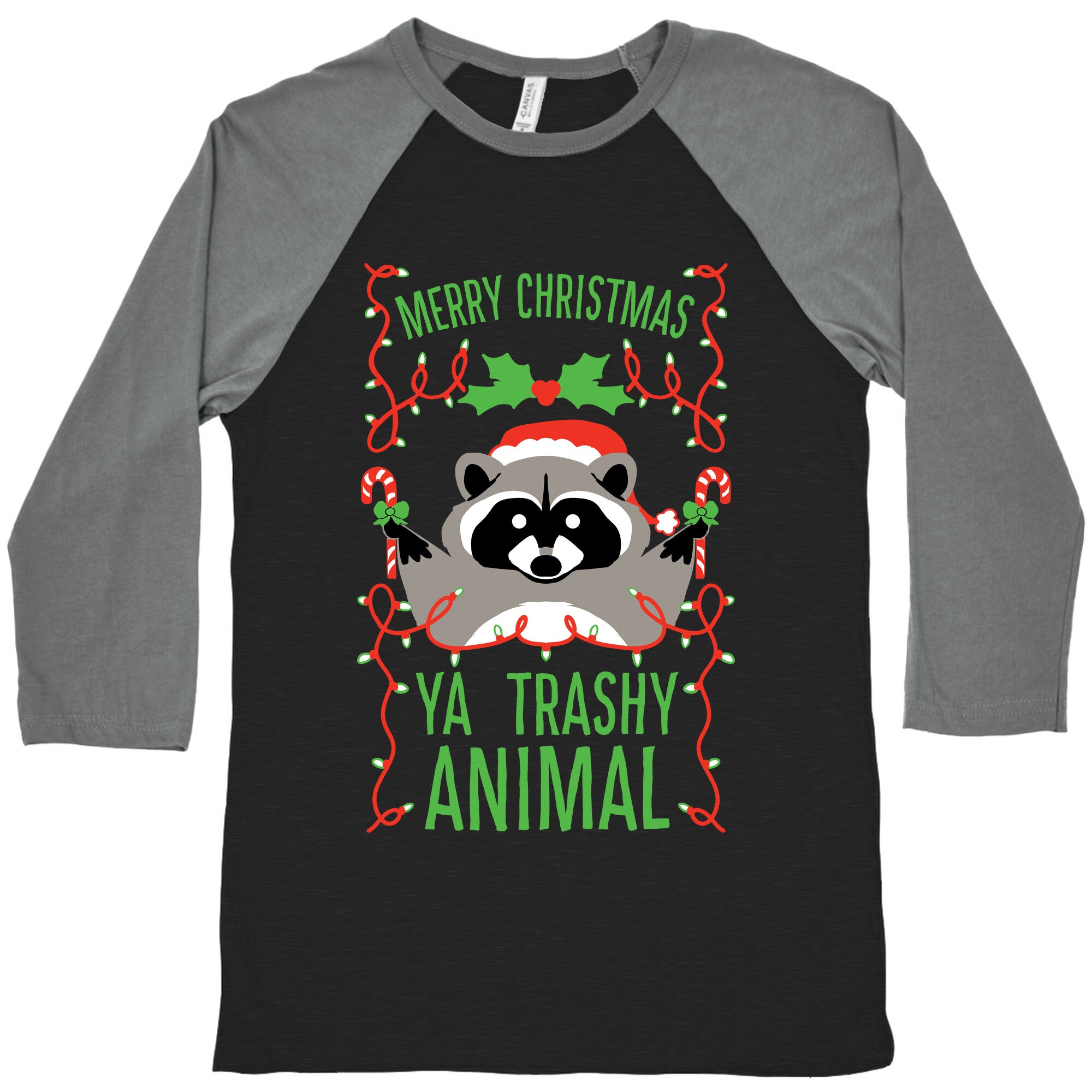 Merry Christmas Ya Trashy Animal Baseball Tee