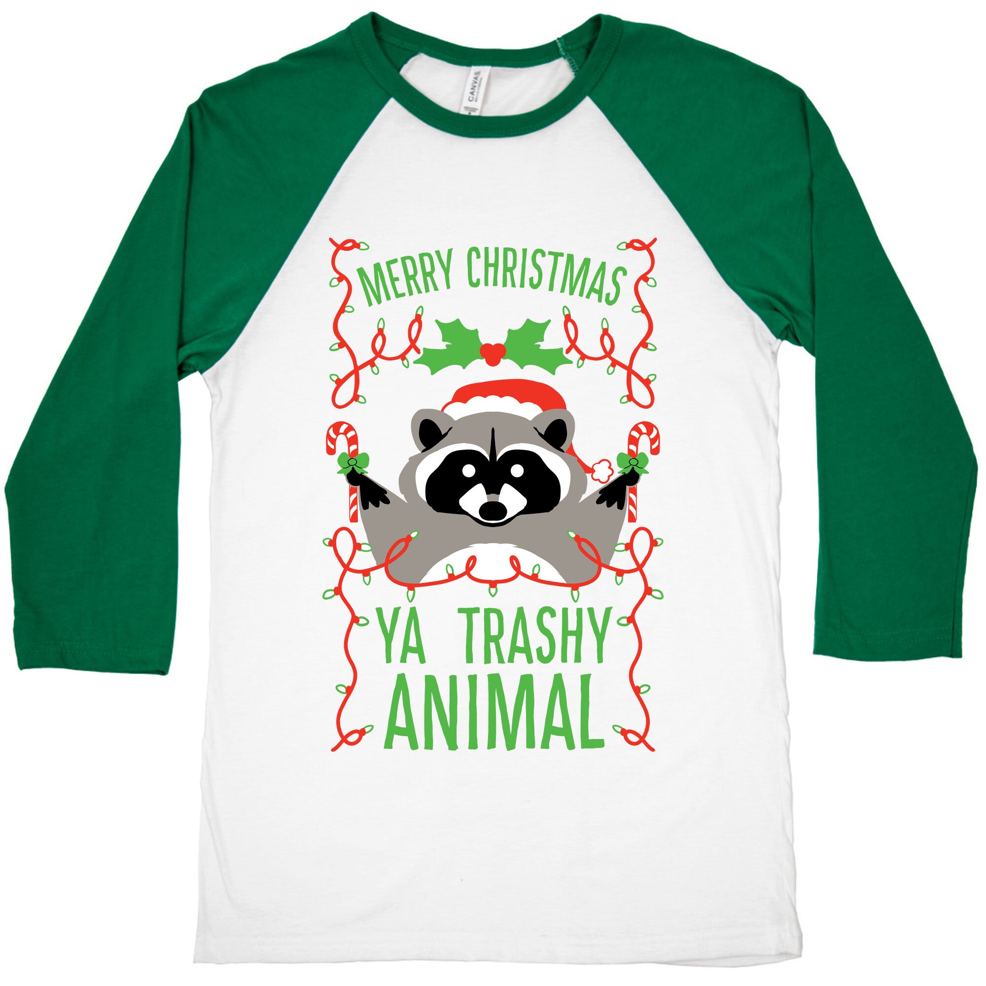 Merry Christmas Ya Trashy Animal Baseball Tee