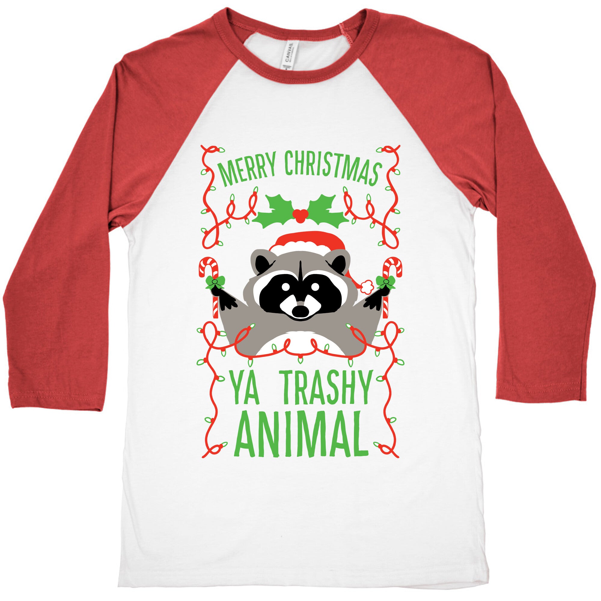 Merry Christmas Ya Trashy Animal Baseball Tee