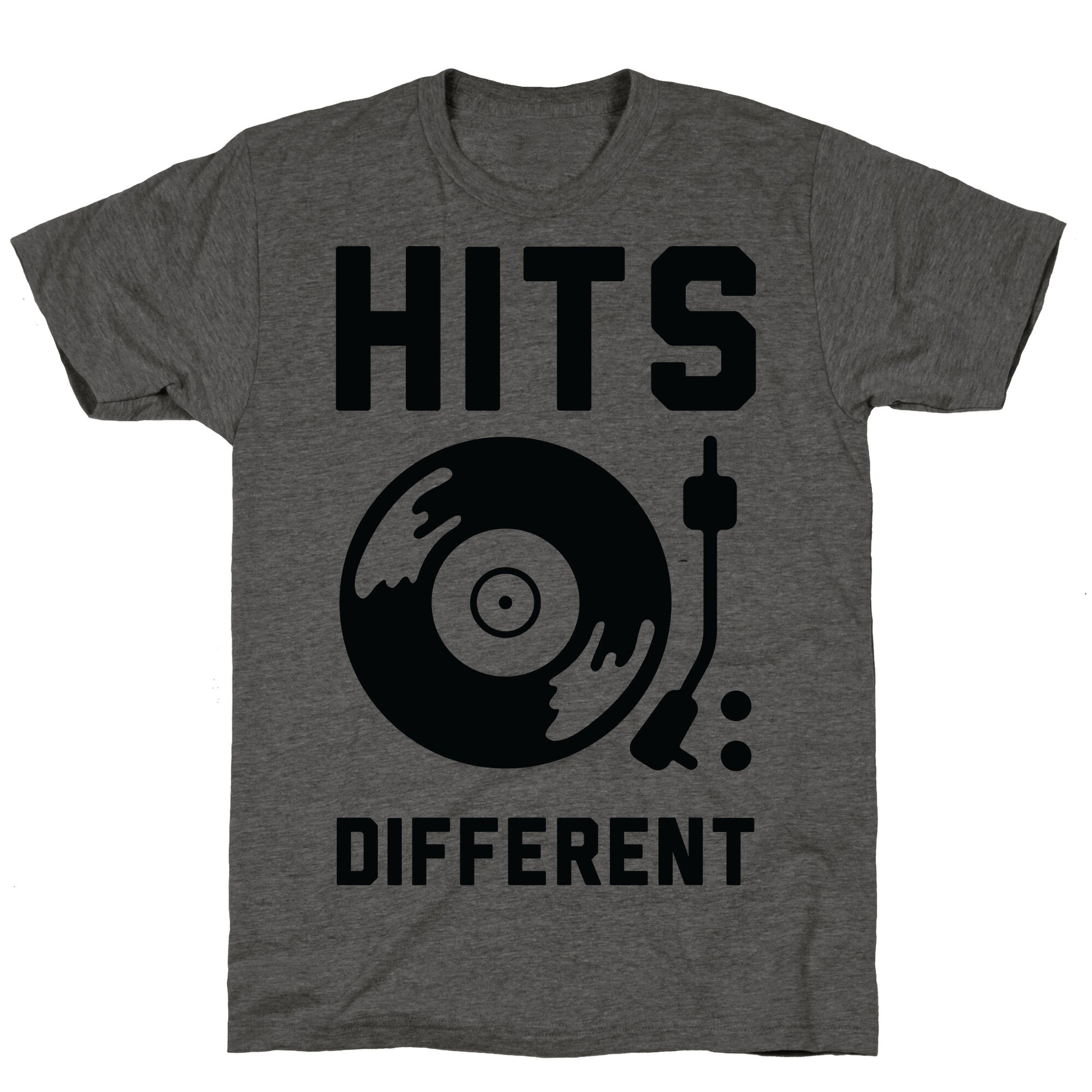 Hits Different Vinyl Record Unisex Triblend Tee