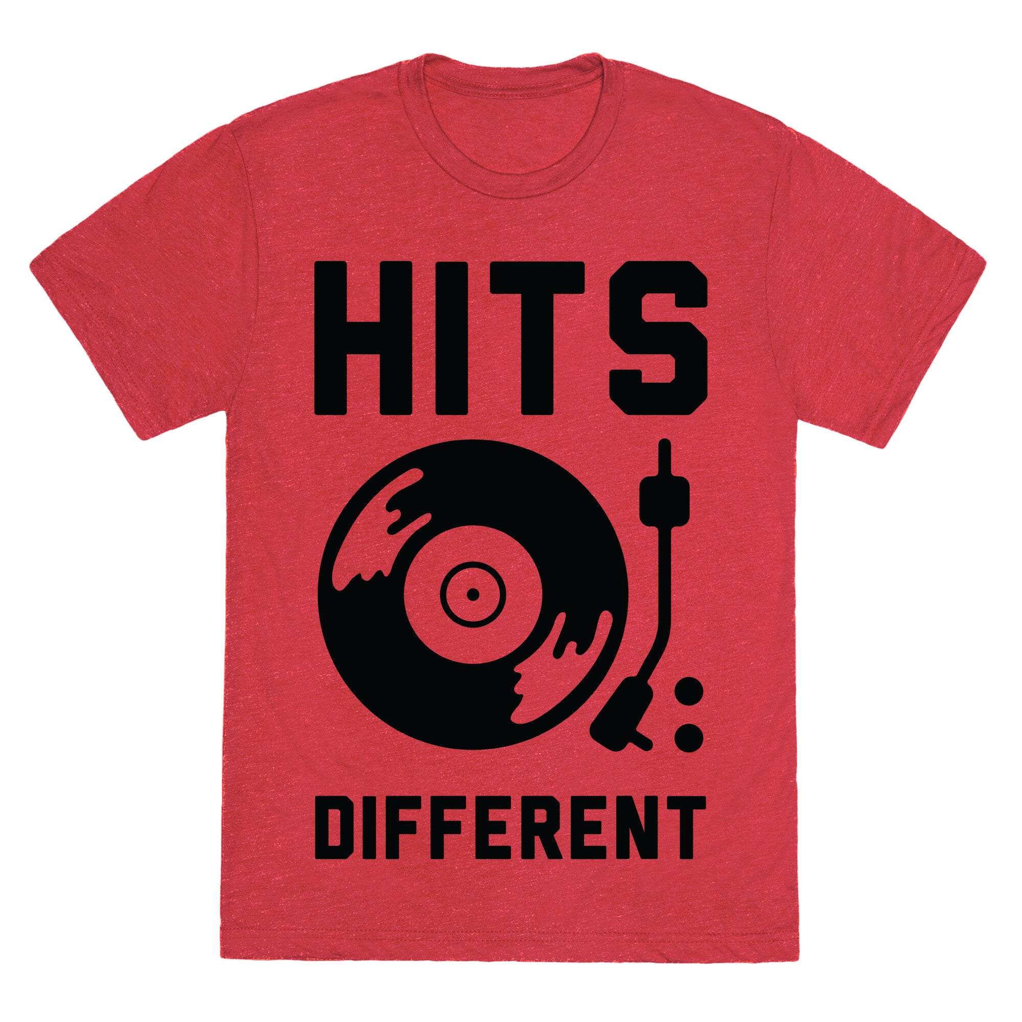 Hits Different Vinyl Record Unisex Triblend Tee