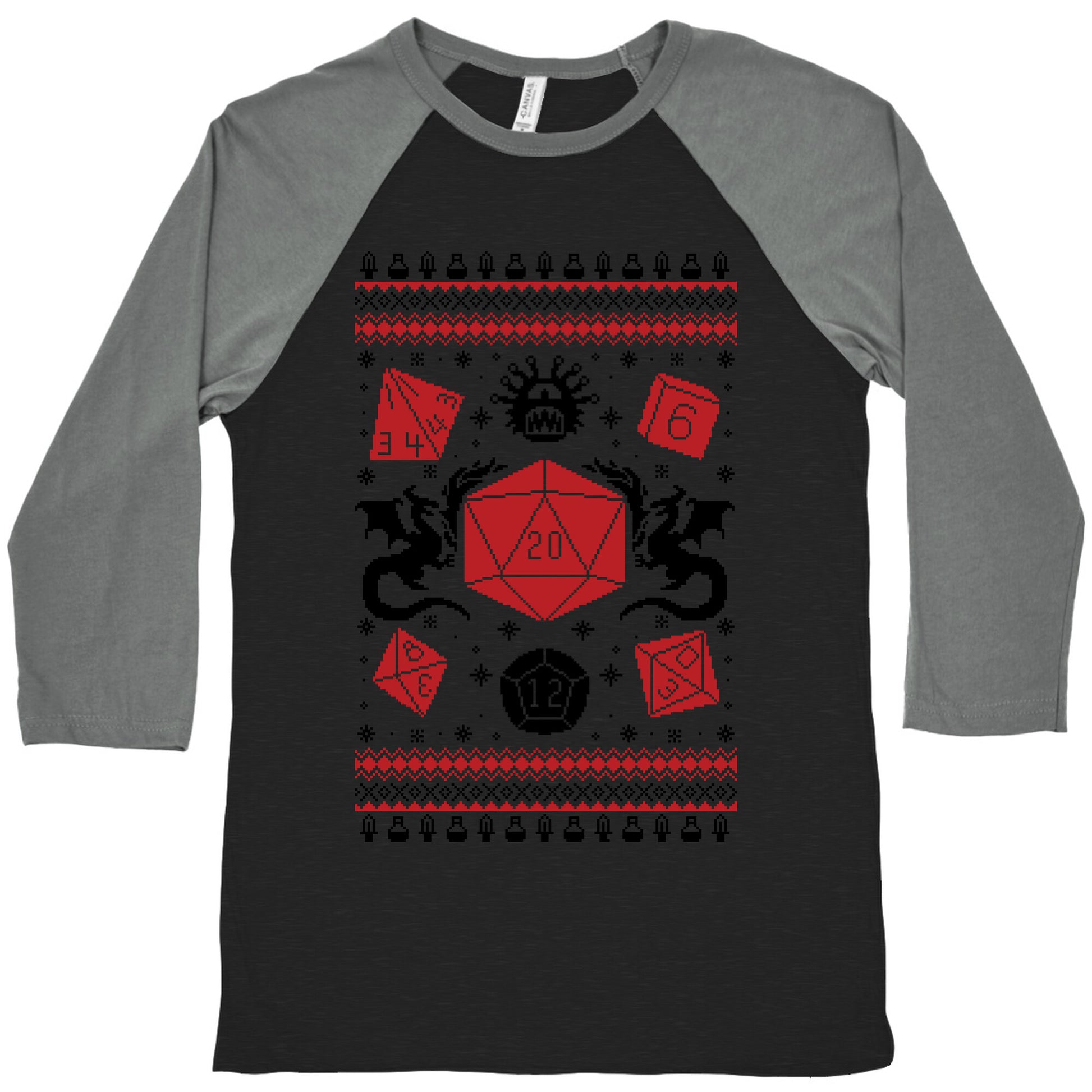 D&D Ugly Sweater Baseball Tee