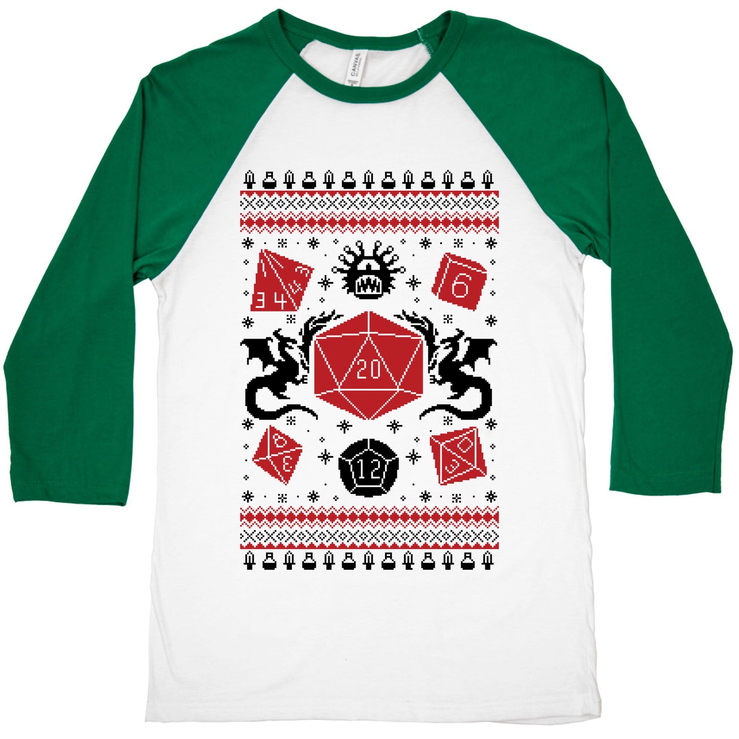D&D Ugly Sweater Baseball Tee