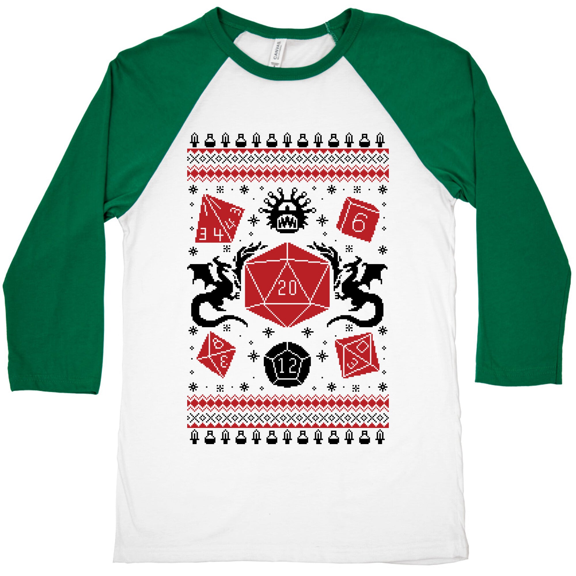 D&D Ugly Sweater Baseball Tee