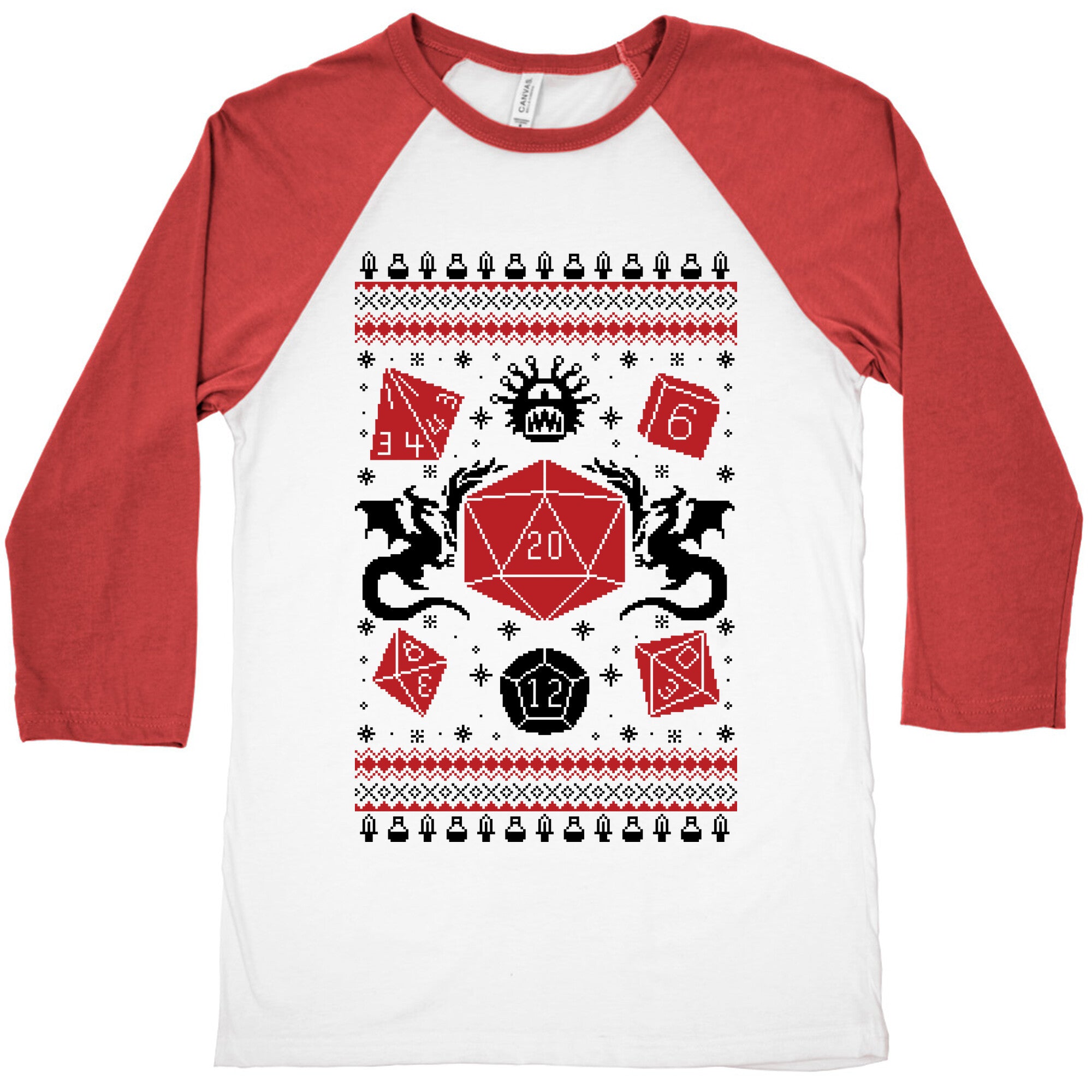 D&D Ugly Sweater Baseball Tee