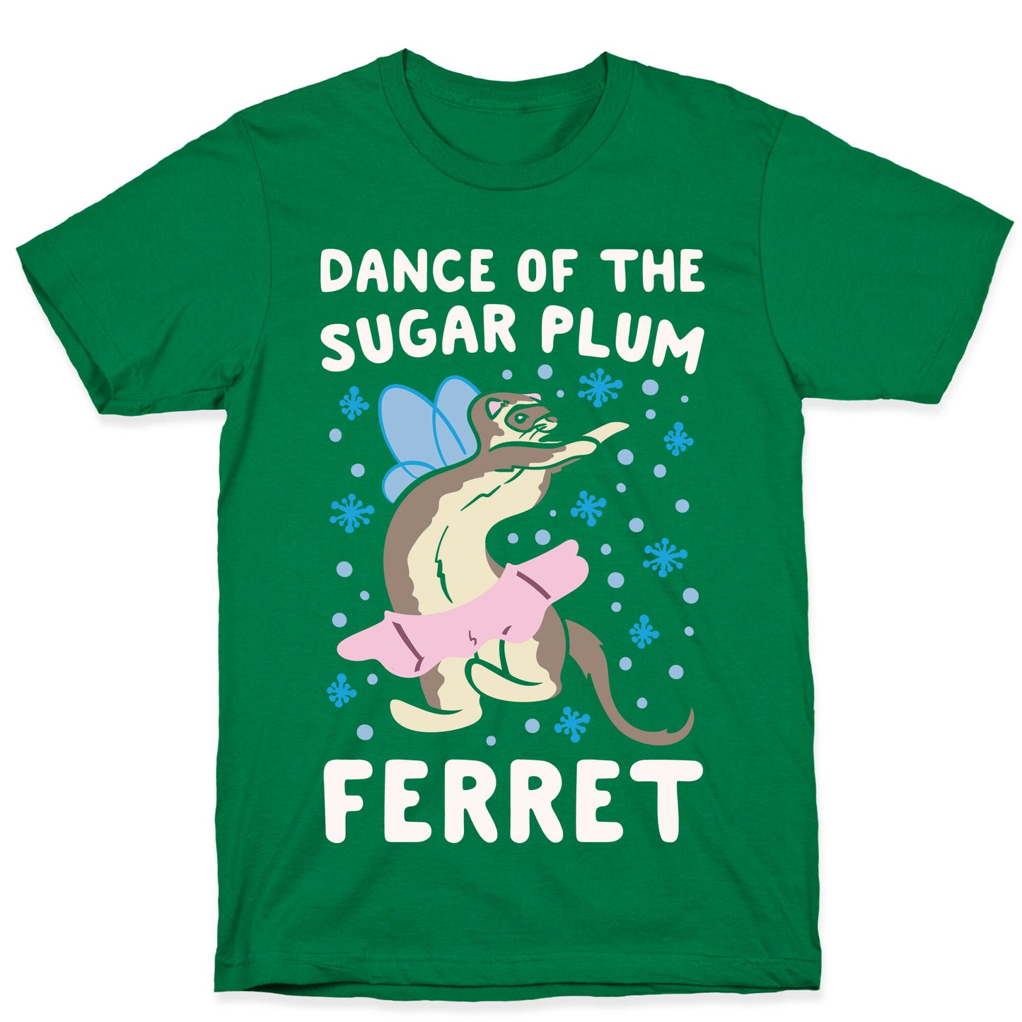 Dance of The Sugar Plum Ferret Parody White Print T-Shirt