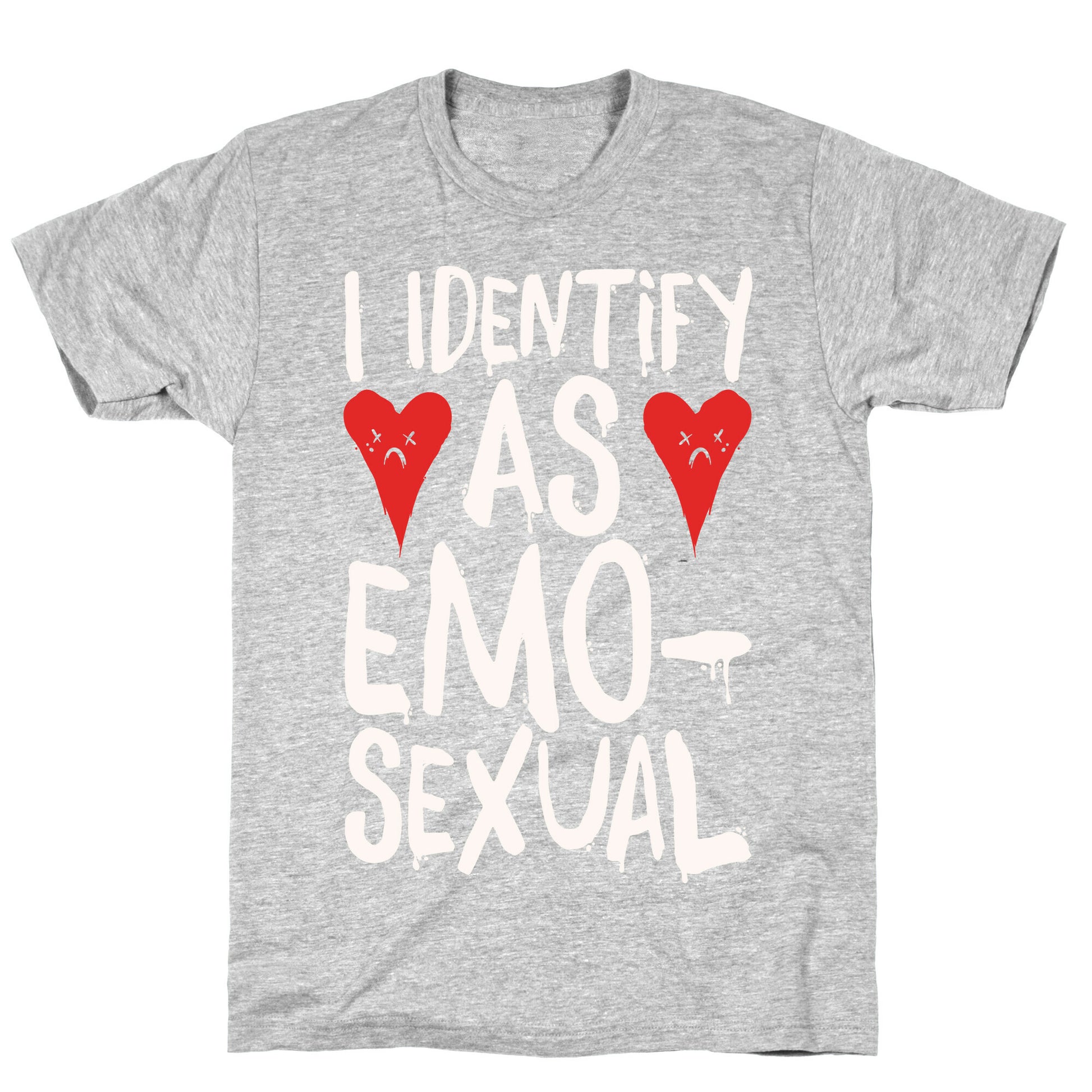 I Identify as Emo-sexual Parody White Print T-Shirt