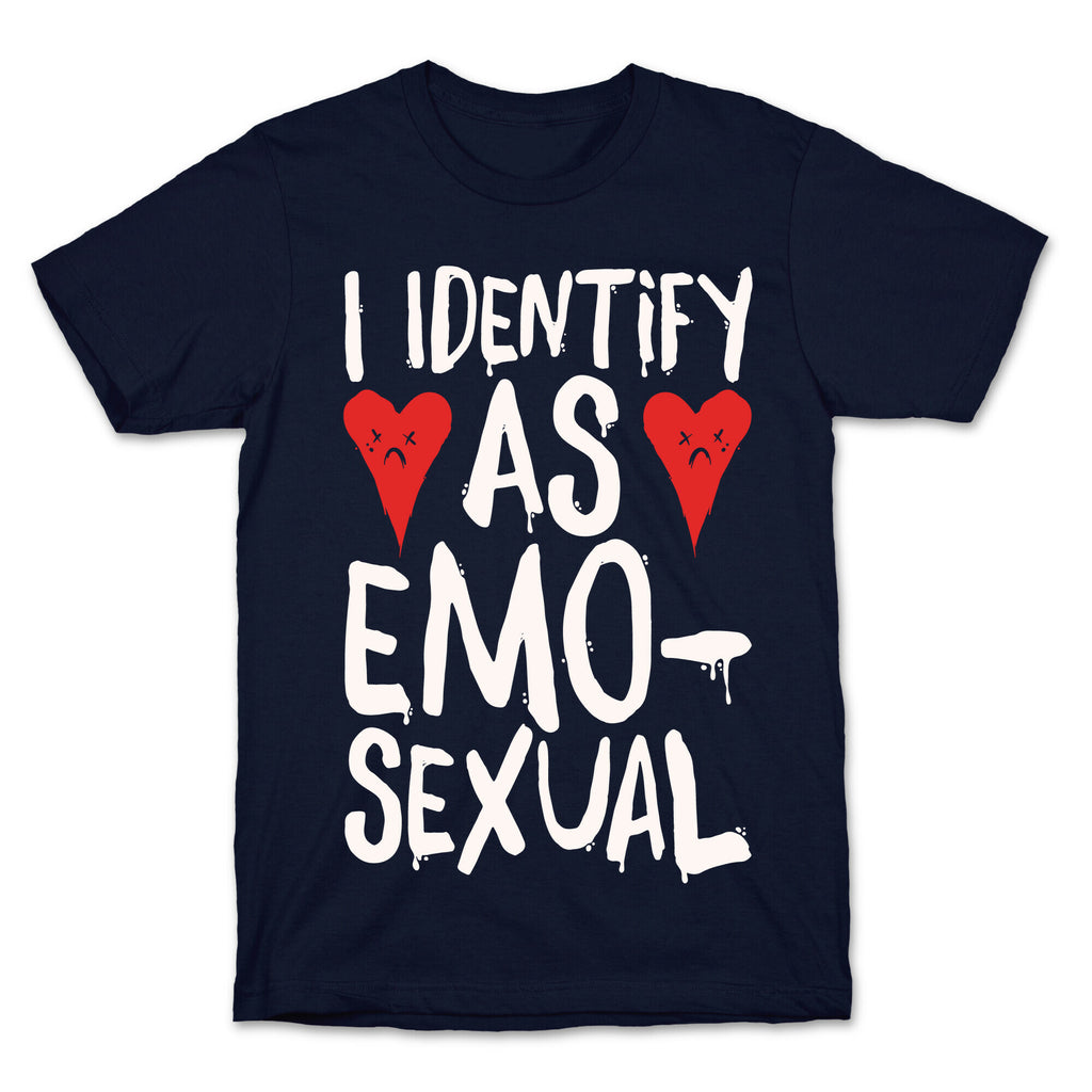 I Identify as Emo-sexual Parody White Print T-Shirt