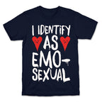 I Identify as Emo-sexual Parody White Print T-Shirt