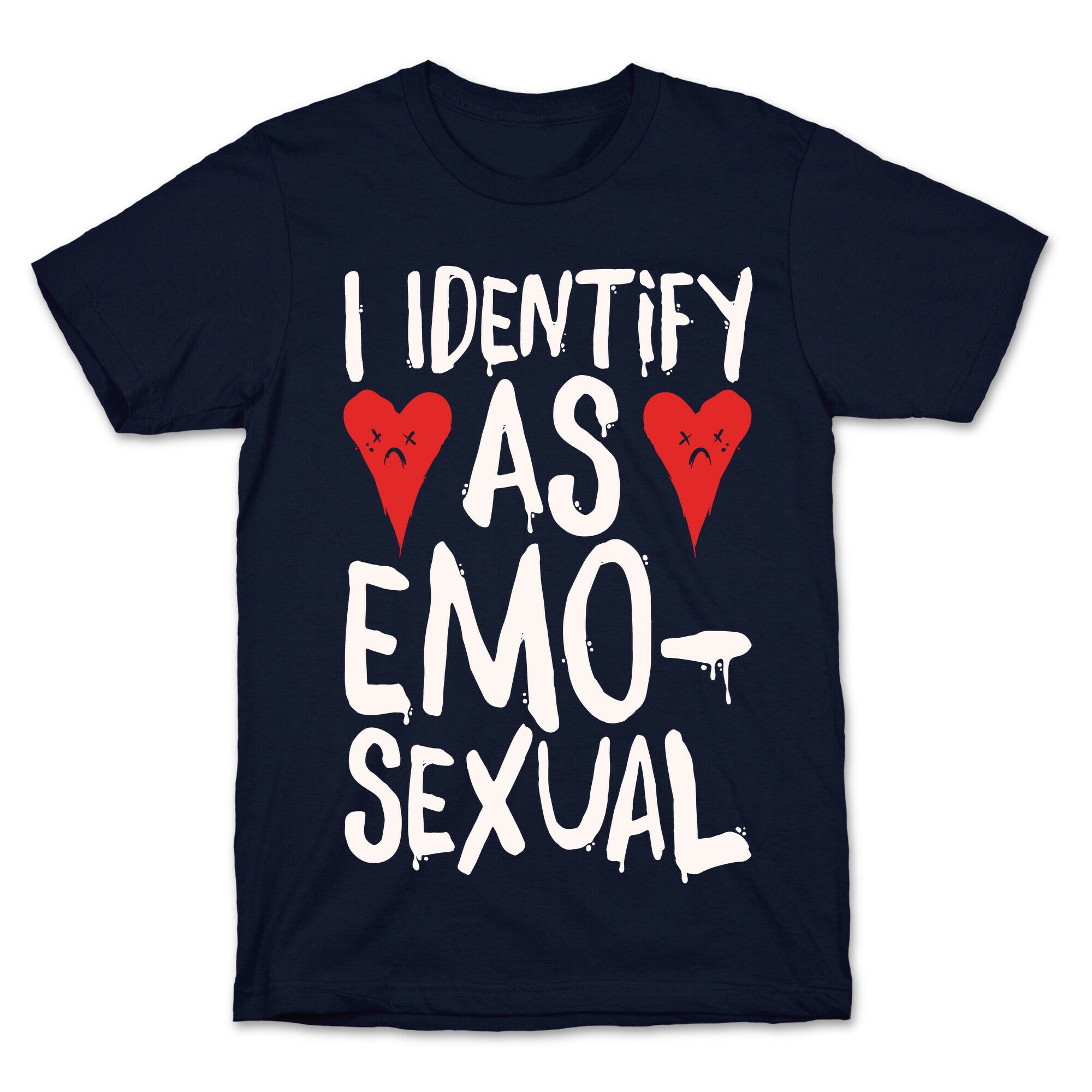 I Identify as Emo-sexual Parody White Print T-Shirt