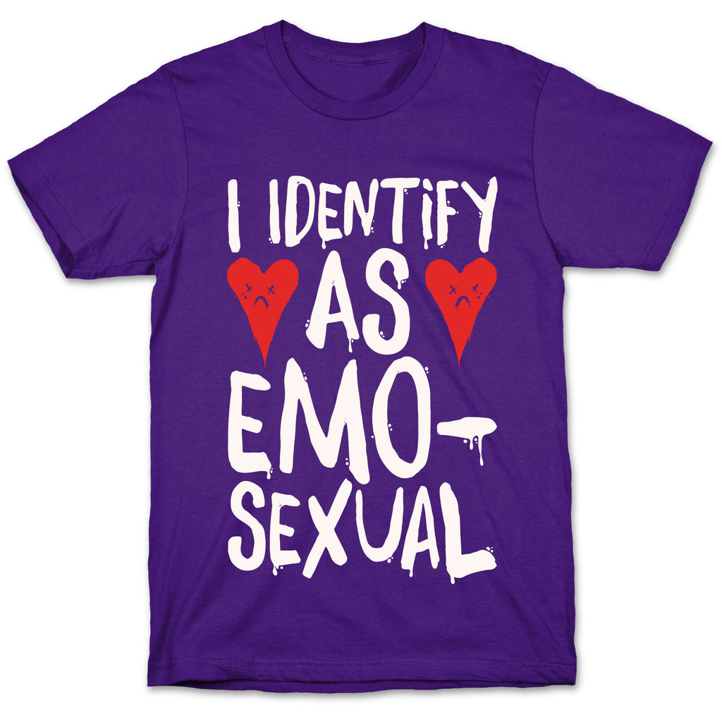 I Identify as Emo-sexual Parody White Print T-Shirt