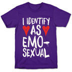 I Identify as Emo-sexual Parody White Print T-Shirt