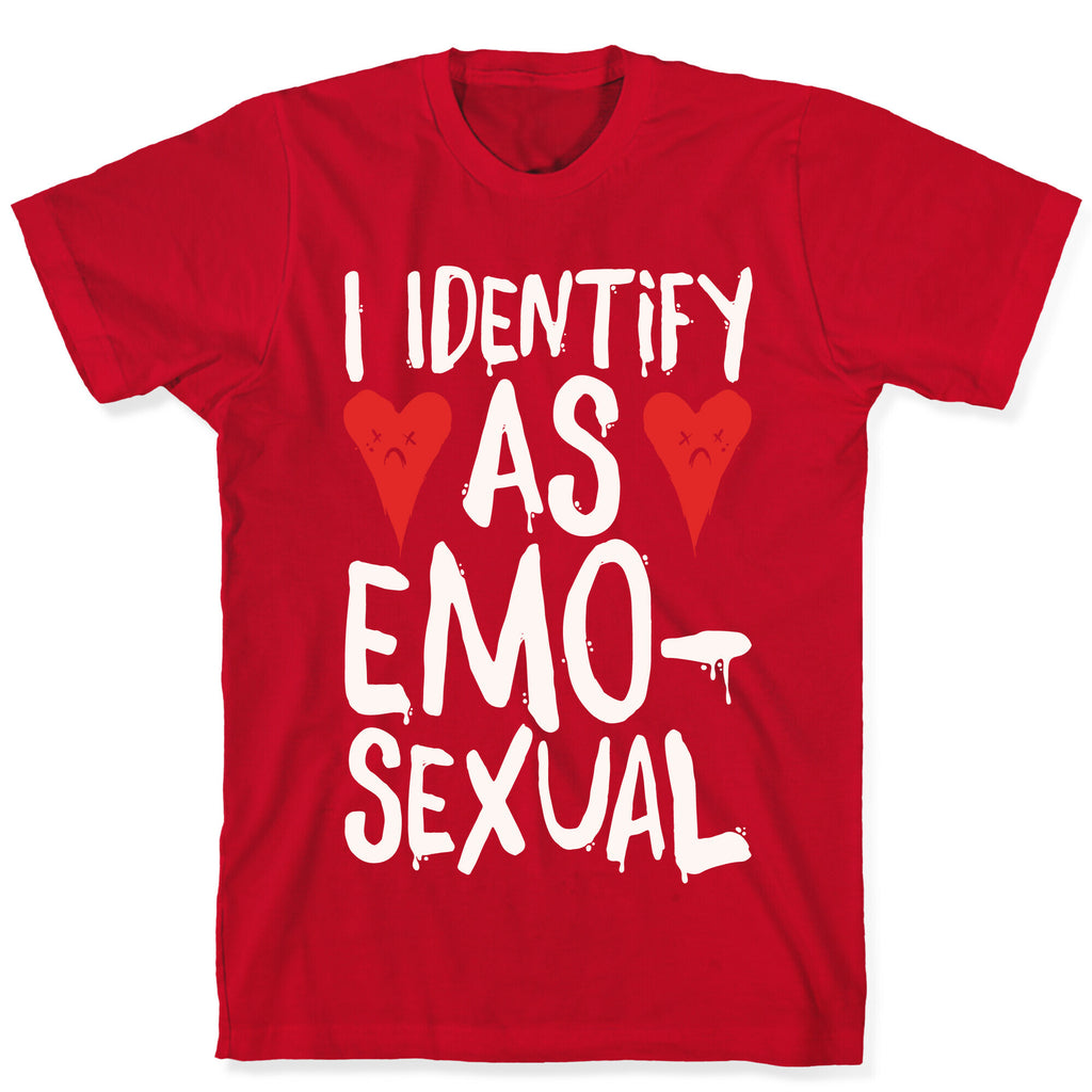 I Identify as Emo-sexual Parody White Print T-Shirt