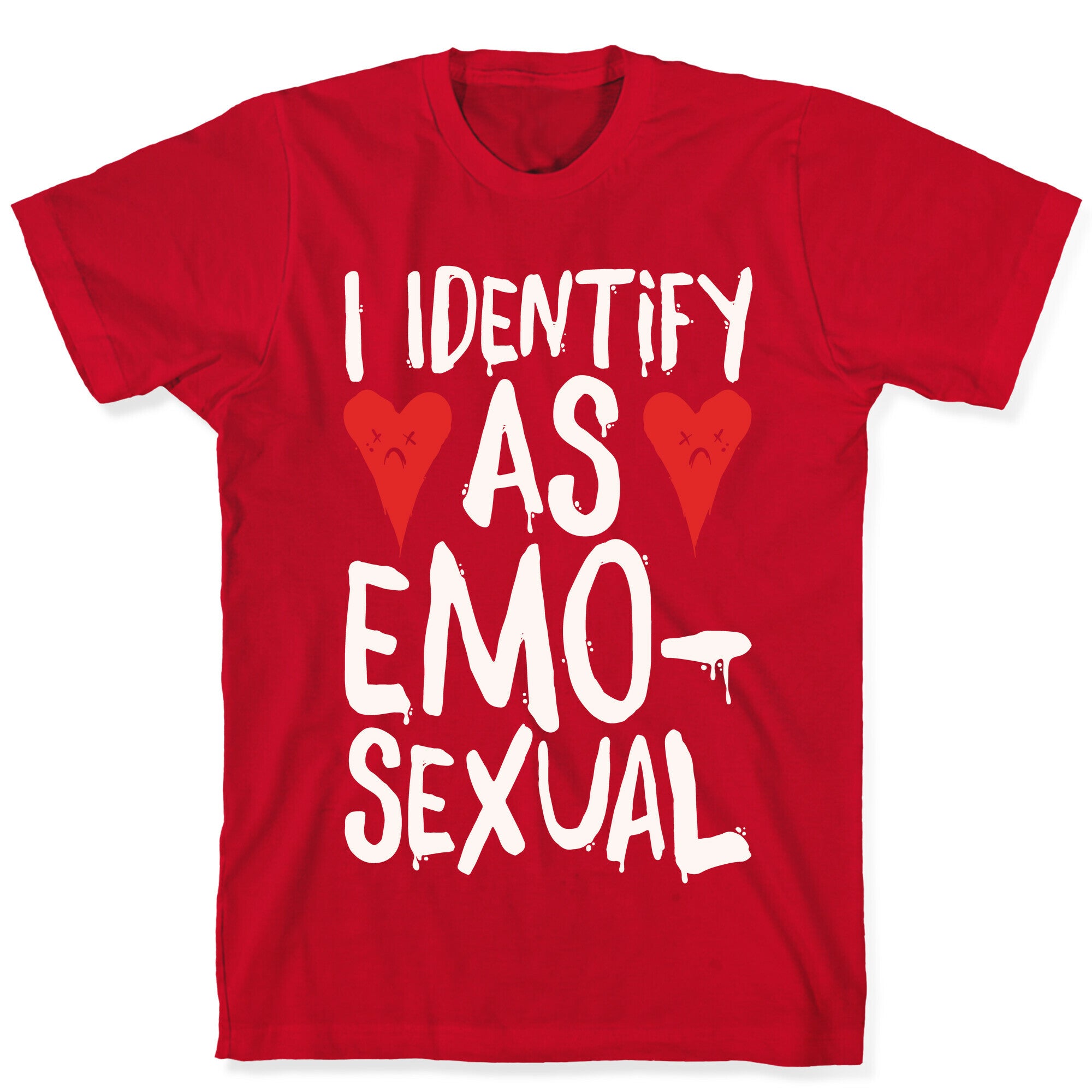 I Identify as Emo-sexual Parody White Print T-Shirt
