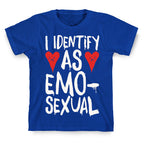 I Identify as Emo-sexual Parody White Print T-Shirt