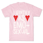 I Identify as Emo-sexual Parody White Print T-Shirt