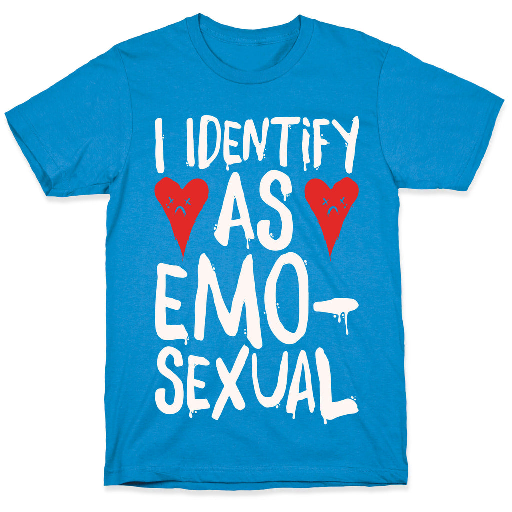 I Identify as Emo-sexual Parody White Print T-Shirt