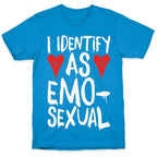 I Identify as Emo-sexual Parody White Print T-Shirt