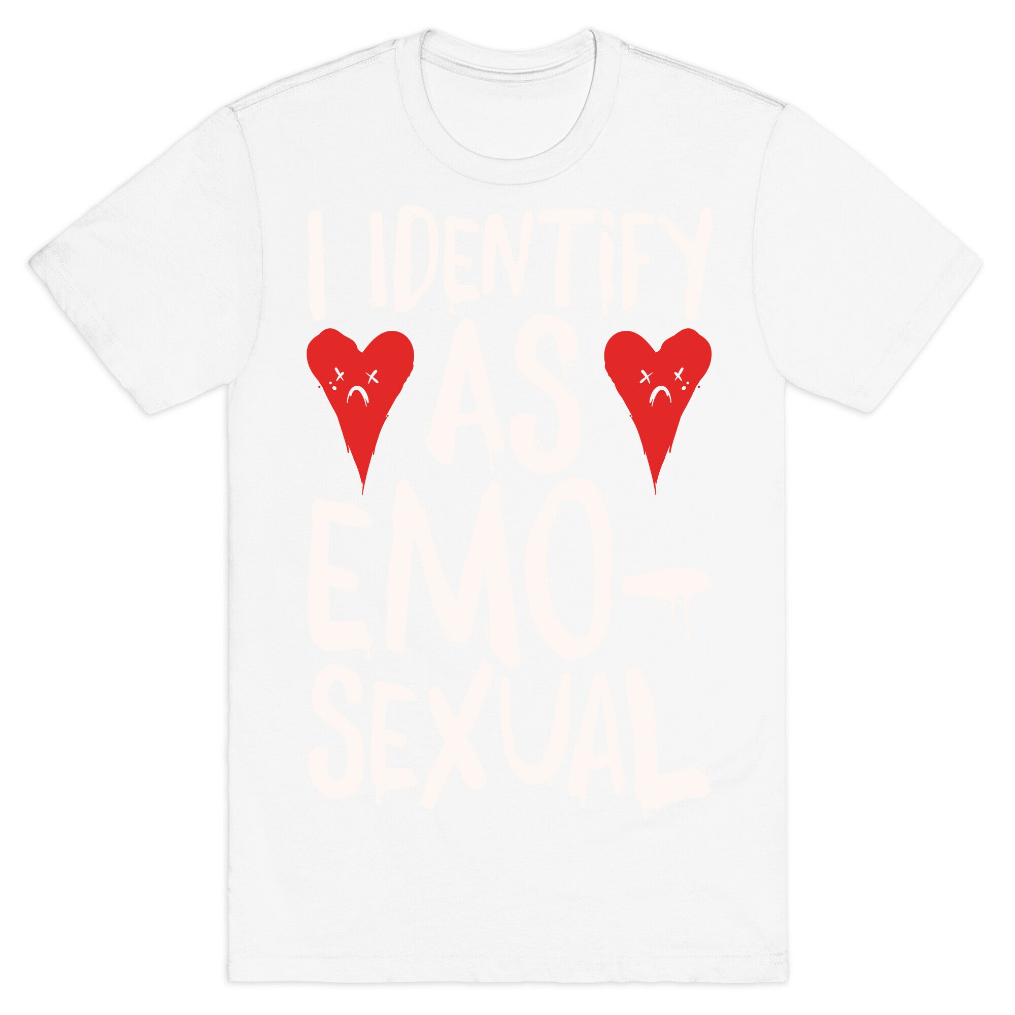 I Identify as Emo-sexual Parody White Print T-Shirt
