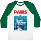 PAWS (Jaws Parody) Baseball Tee
